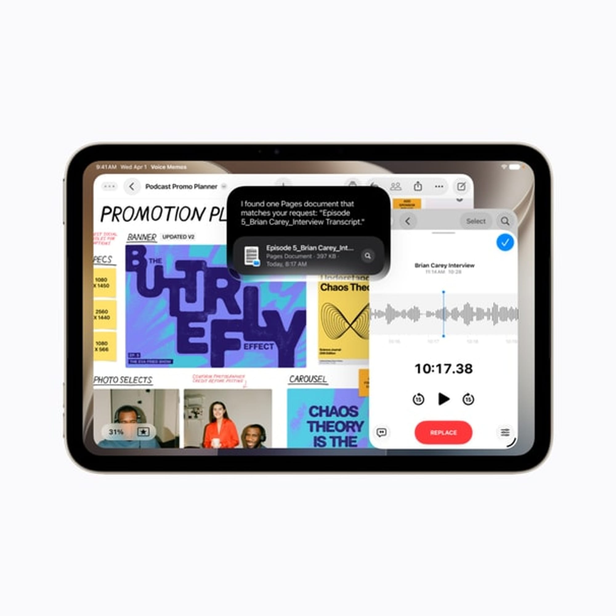 iPad mini showing multiple windows open in iPadOS 27