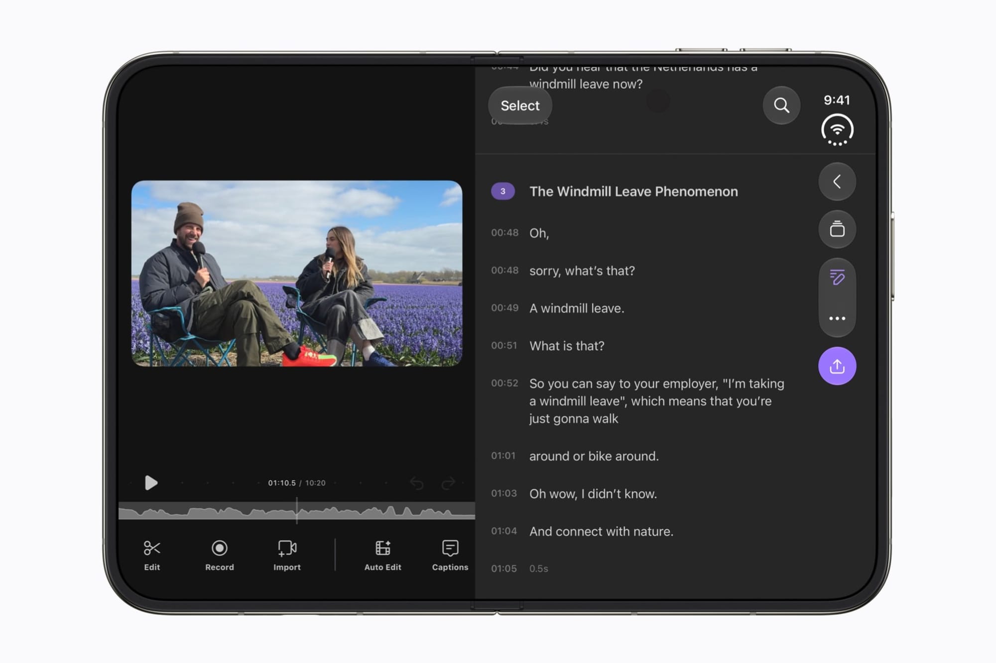 The Detail video app on the iPhone Duo