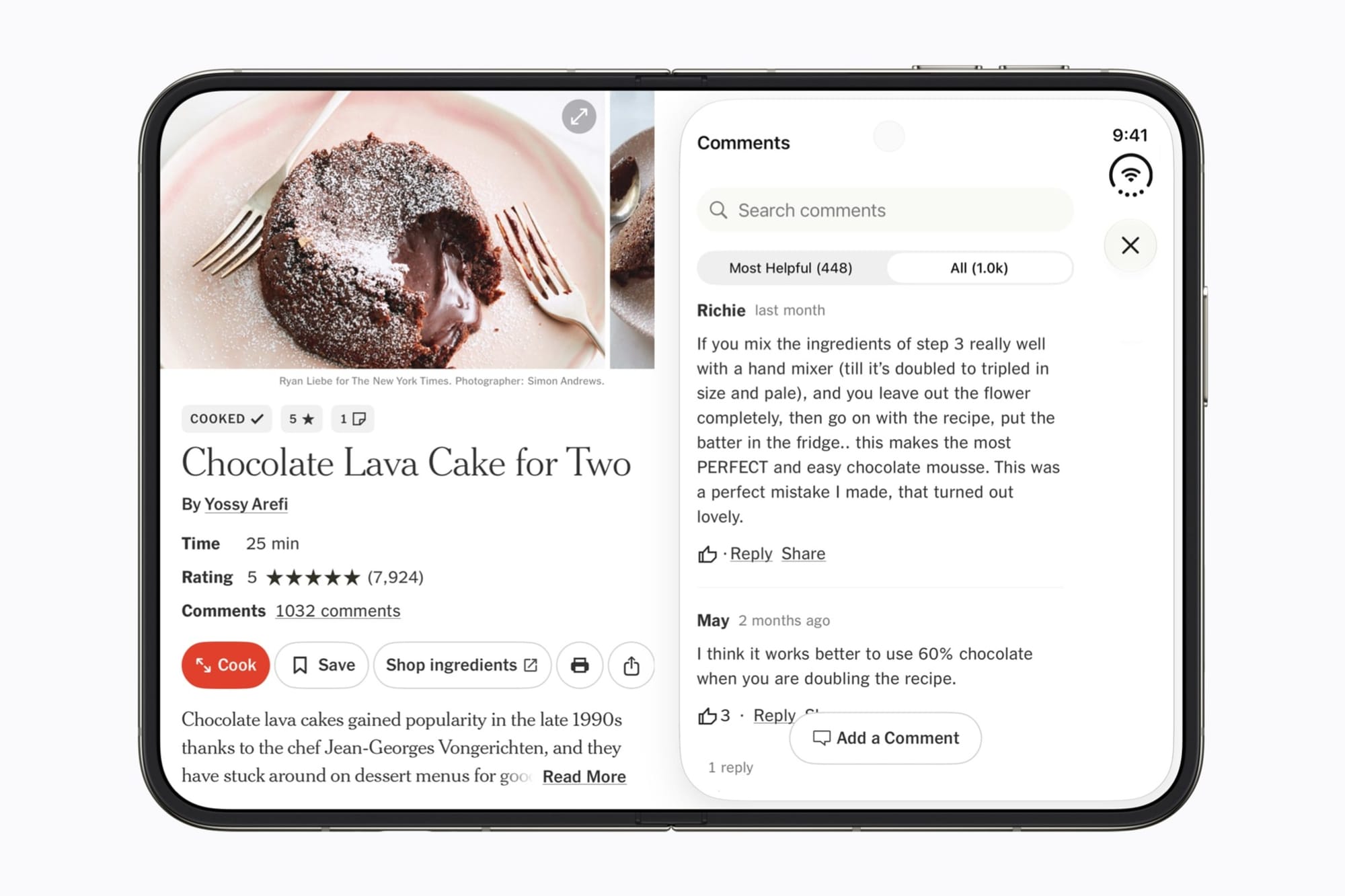 NYT Cooking on the iPhone Duo