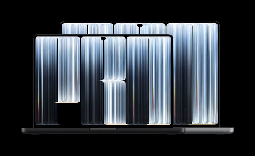 The 14-inch and 16-inch MacBook Pro with PROLED XDR display side by side