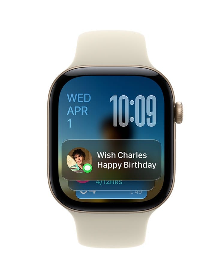 Apple Watch Series 12 showing a Smart Stack suggestion to wish a contact happy birthday