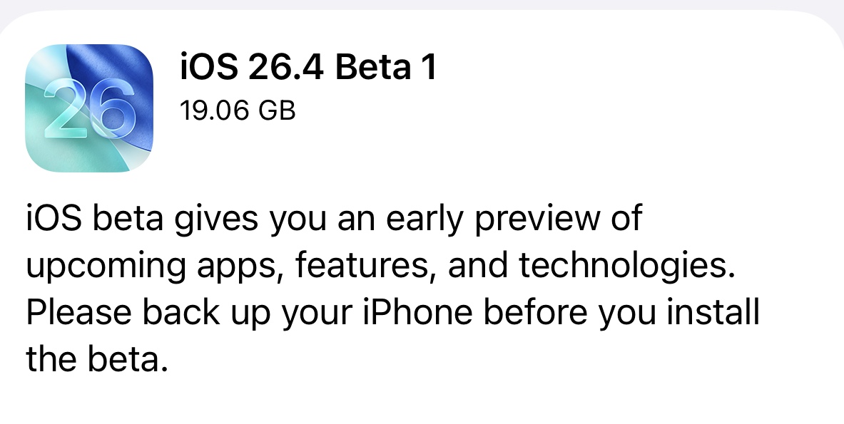 Apple Seeds First Betas of iOS 26.4, macOS 26.4, and More with Encrypted RCS and Enhanced Podcasts