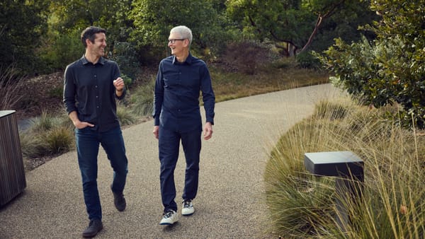 John Ternus with Tim Cook at Apple Park