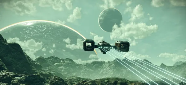 No Man's Sky running on an iPhone in landscape