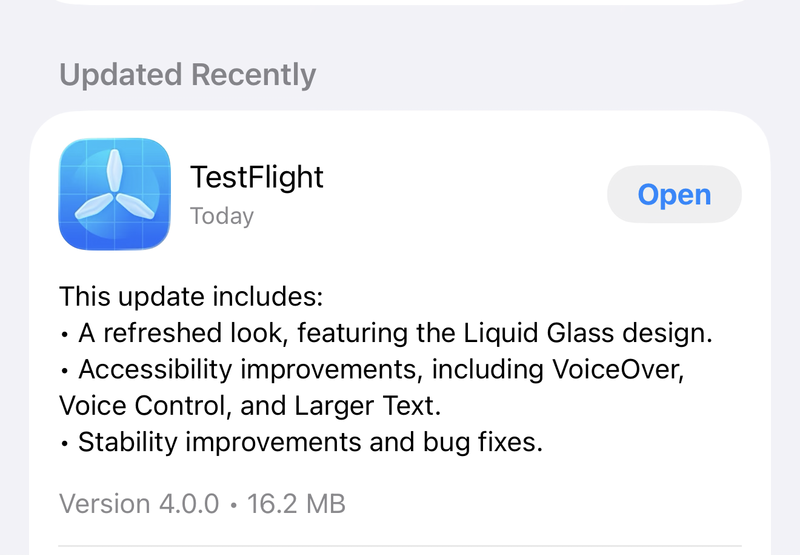 Apple Ships TestFlight 4.0 with Liquid Glass Redesign, Tester Matching Feature Coming Soon